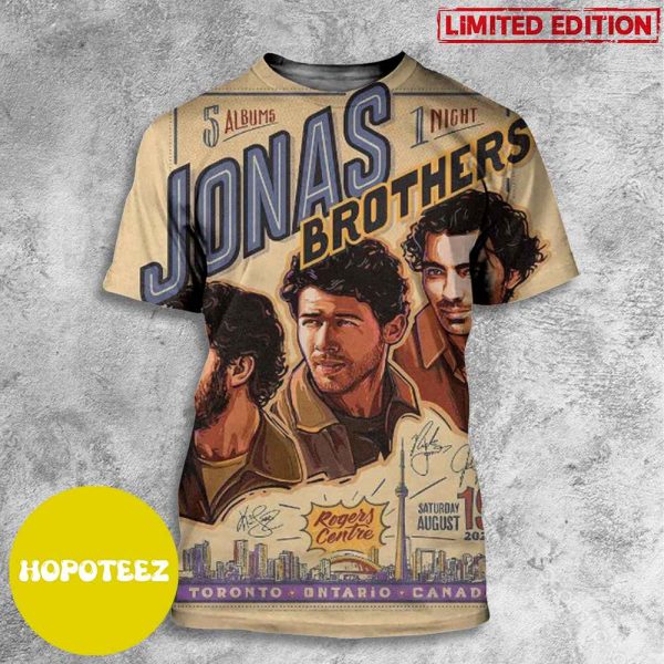 Jonas Brothers 5 Albums 1 Night Show In Toronto At Rogers Centre August 19 2023 All Over Print T-Shirt