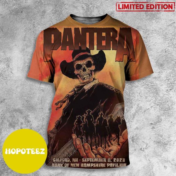 Pantera Official Gilford NH Concert Poster In September 8 2023 Bank Of New Hampshire Pavilion All Over Print T-Shirt