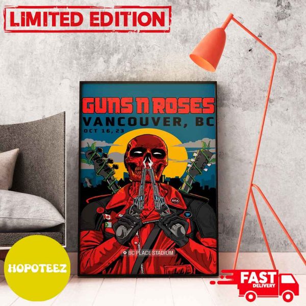 Guns N Roses Vancouver 2023 At BC Place Stadium October 16 Deadpool Skull Style American Tour Home Decor Poster Canvas