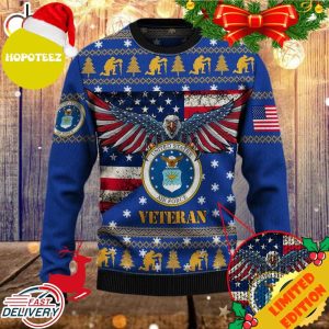 Armed Forces USAF Air Forces Military VVA Vietnam Veterans Day For Father Dad Christmas Ugly Sweater