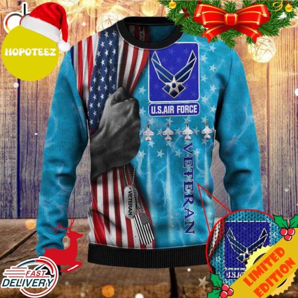 Armed Forces USAF Air Forces Military VVA Vietnam Veterans Day Gift For Father Dad Christmas Ugly Sweater