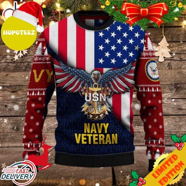 Armed Forces USN Navy Military VVA Vietnam Veterans Ugly Sweater