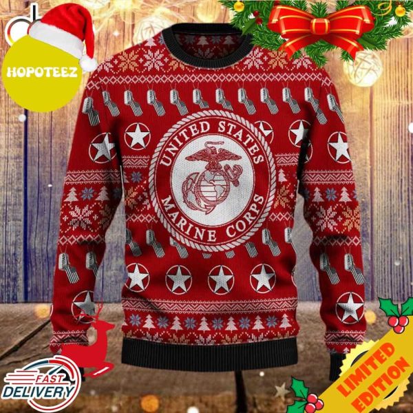 Armed Forces Ver 2 USMC Marine Military VVA Vietnam Veterans Day Gift For Father Dad Christmas Ugly Sweater