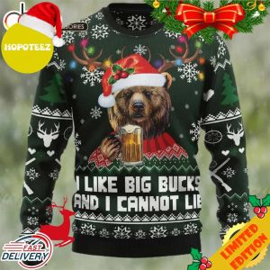 Bear Hunting and Beer Christmas Ugly Christmas Sweater Xmas