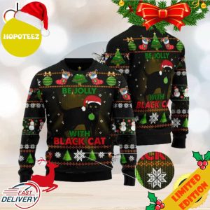 Black Cat Be Jolly Ugly Christmas Sweater Gift Men Women