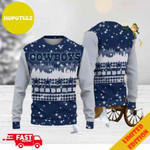 Dallas Cowboys Christmas Forrest Pattern Holiday 2023 Gift For Fans Ugly Sweater