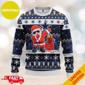 Dallas Cowboys Dabbing Santa Funny Christmas 2023 Holiday Ugly Sweater