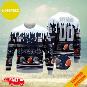 Dallas Cowboys NFL Santa Claus Custom Name And Number Ugly Sweater