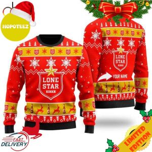 Funny Lone Star Beer Personalized Ugly Christmas Sweater