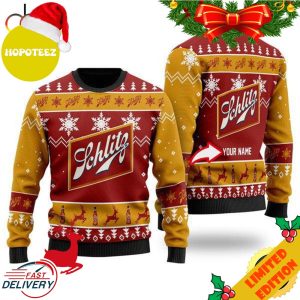 Funny Schlitz Beer Personalized Ugly Christmas Sweater