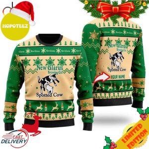 Funny Spotted Cow Beer Personalized Ugly Christmas Sweater