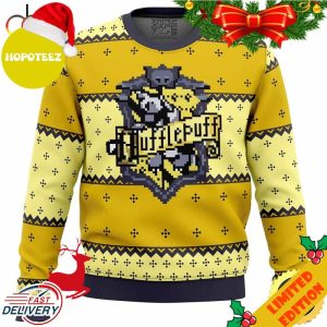 Harry Potter Ugly Christmas Sweater Hufflepuff Yellow Logo