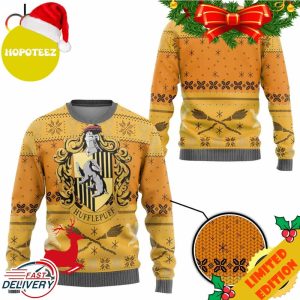 Harry Potter Ugly Christmas Sweater Hufflepuff Yellow
