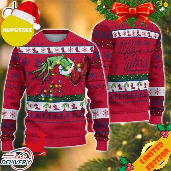 NCAA Ole Miss Rebels Grinch Christmas Ugly Sweater For Men And Women