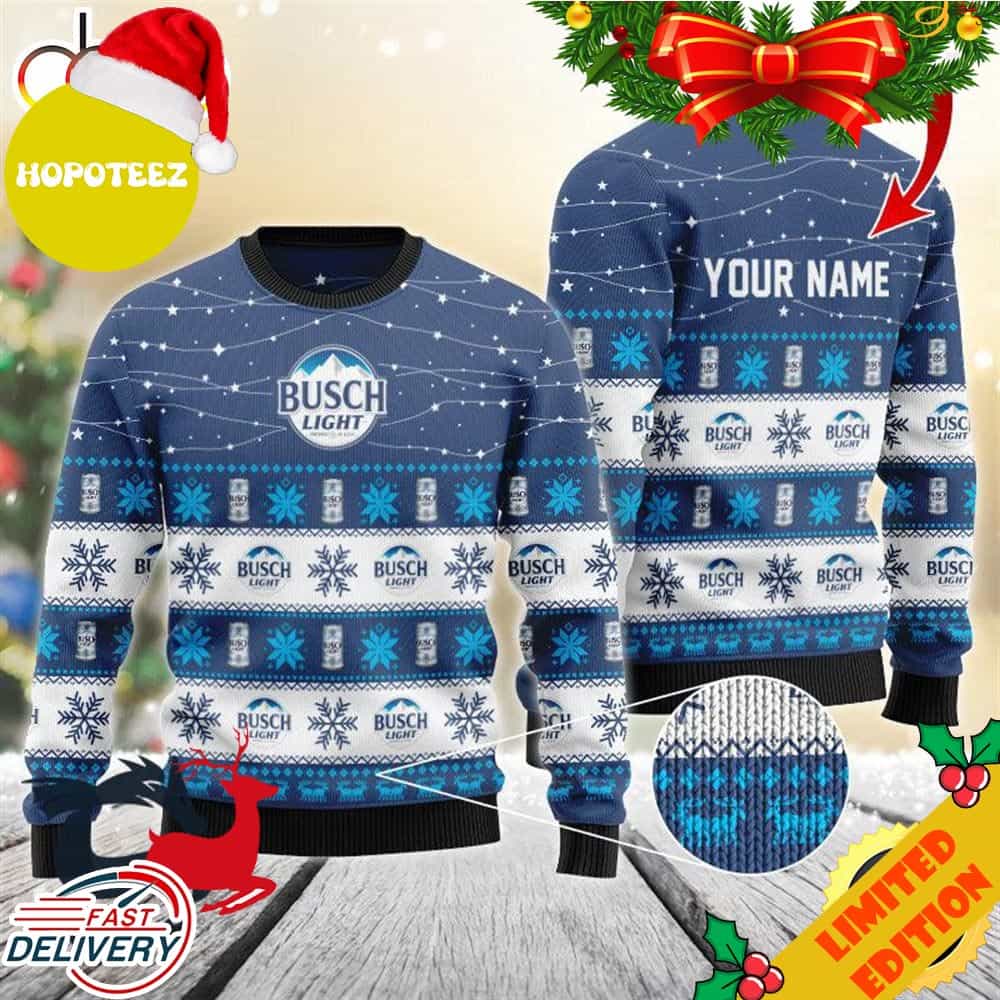 Personalized Christmas Twinkle Lights Busch Light Christmas Beer Ugly Sweater