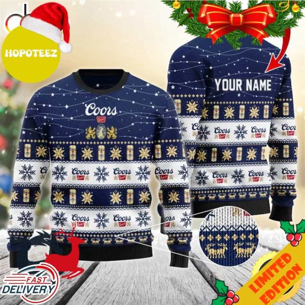 Personalized Christmas Twinkle Lights Coors Banquet Christmas Beer Ugly Sweater