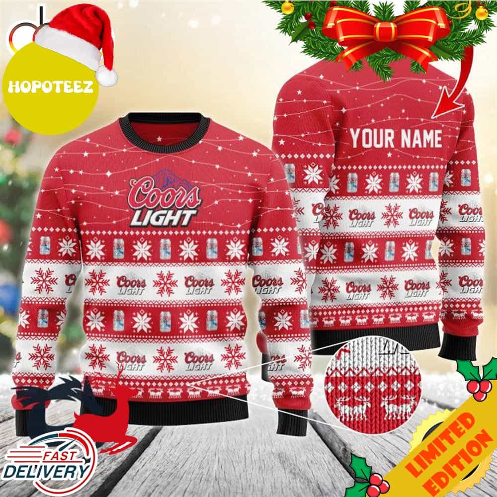 Personalized Christmas Twinkle Lights Coors Light Christmas Beer Ugly Sweater