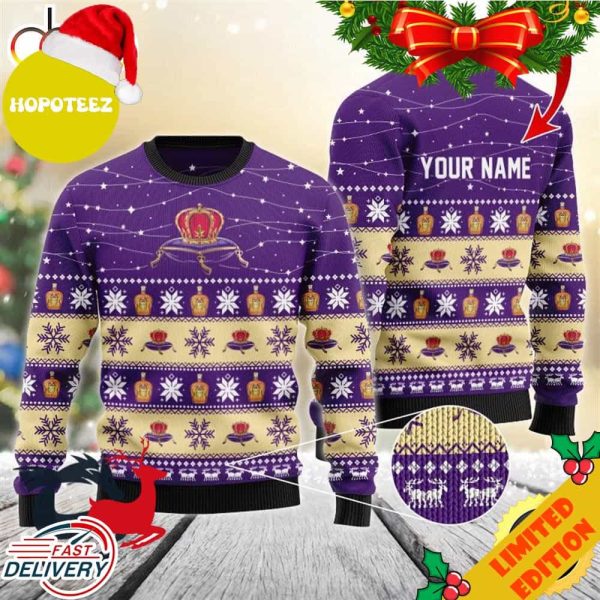 Personalized Christmas Twinkle Lights Crown Royal Christmas Beer Ugly Sweater