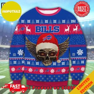 The Grinch Math Buffalo Bills NFL Skull Santa Hat Ugly Christmas Sweater For Men And Women