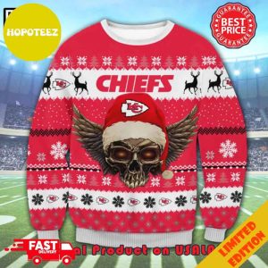The Grinch Math Kansas City Chiefs NFL Skull Santa Hat Ugly Christmas Sweater For Men And Women