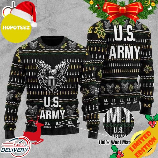 Unifinz Veteran Sweater United States Army Black White Veteran Christmas Ugly Sweater