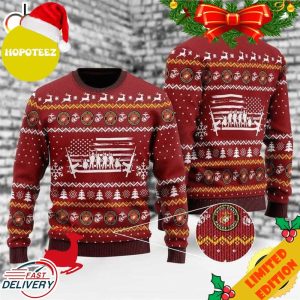 Unifinz Veteran Sweater United States Marine Corps Soldiers Veteran Christmas Red Ugly Sweater