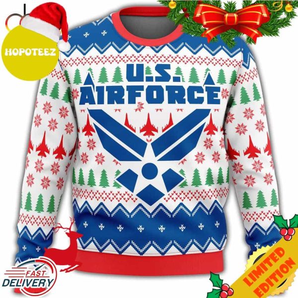 Unifinz Veteran Ugly Sweater Veteran Us Air Force Symbol Christmas Pattern Sweater