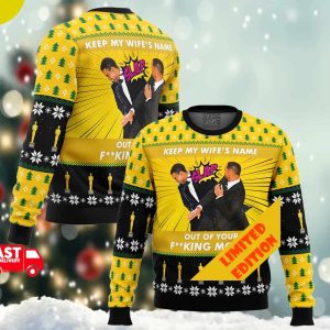 Will Smith Slaps Chris Rock Meme Ugly Holiday Sweater 2023 Anime Ape For Men And Women