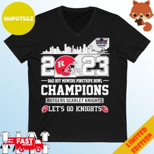 2023 Bad Boy Mowers Pinstripe Bowl Champions Rutgers Scarlet Knights Let’s Go Knights T-Shirt