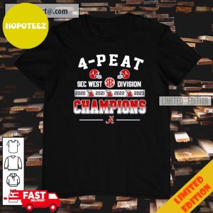 4-peat SEC West Division Champions Alabama Crimson Tide T-Shirt