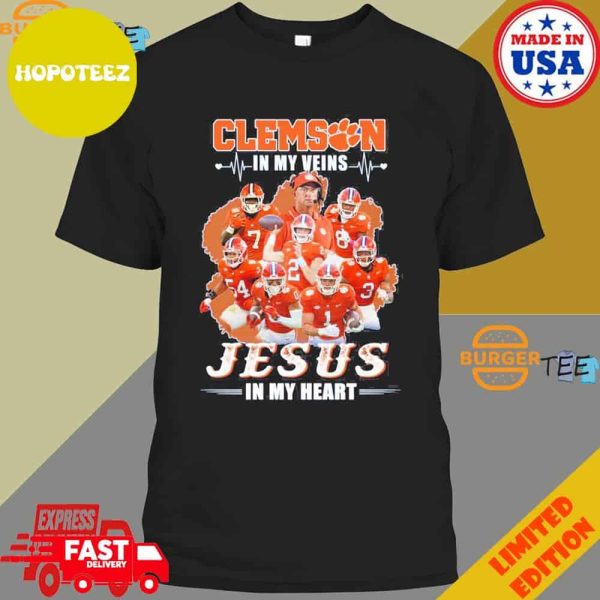Clemson Tigers In My Veins Jesus In My Heart T-Shirt Long Sleeve Hoodie