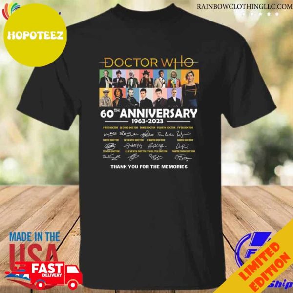Doctor Who 60th Anniversary 1963 2023 Thank You For The Memories Signatures T-Shirt Long Sleeve Doctor Who