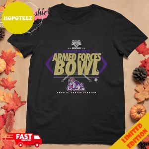 James Madison Dukes Lockheed Martin Armed Forces Bowl Amon G Carter Stadium 2023 Logo T-Shirt Hoodie Long Sleeve