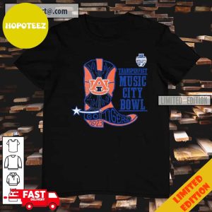 Official 2023 Transperfect Music City Bowl Auburn Tigers Boot T-Shirt Long Sleeve Hoodie