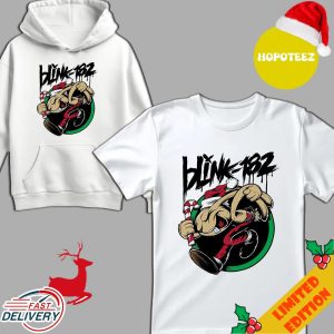 Rabbit Mascot Blink-182 Logo Merry Xmas 2023 Christmas Gift For Heavy Mental Fans T-Shirt Hoodie