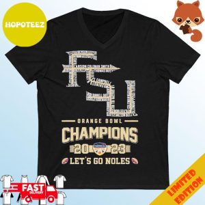 FSU Logo Players Name 2023 Orange Bowl Champions Let’s Go Noles T-Shirt