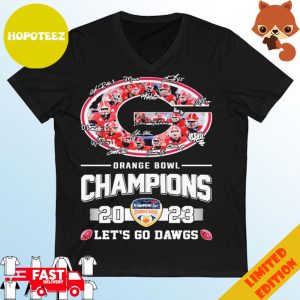 Georgia Bulldogs Logo Players Name Orange Bowl Champions 2023 Let’s Go Dawgs T-Shirt