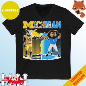 Michigan Sports Teams Michigan Wolverines And Detroit Lions Mascot-Shirt