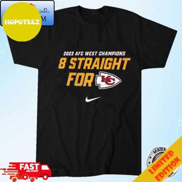 Official 2023 AFC West Division Champions 8 Straight For Kansas City Chiefs Nike T-Shirt