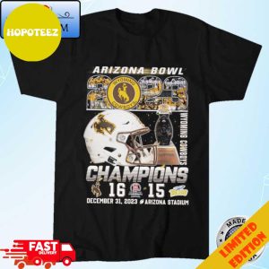 Official Arizona Bowl 2023 Champions Wyoming Cowboys 16-15 Toledo Rockets T-Shirt