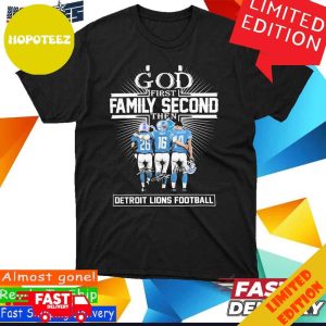 Official Detroit Lions God First Family Second Then Hutchinson Goff And St Brown Signatures T-Shirt Long Sleeve Hoodie Sweater