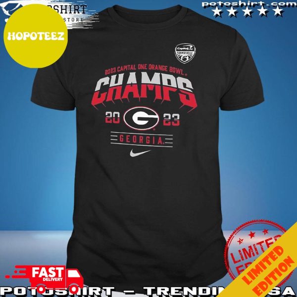 Official Georgia Bulldogs 2023 Orange Bowl Champions Locker Room T-Shirt