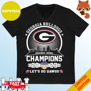 Official Georgia Bulldogs Skyline Orange Bowl Champions 2023 Let’s Go Dawgs T-Shirt