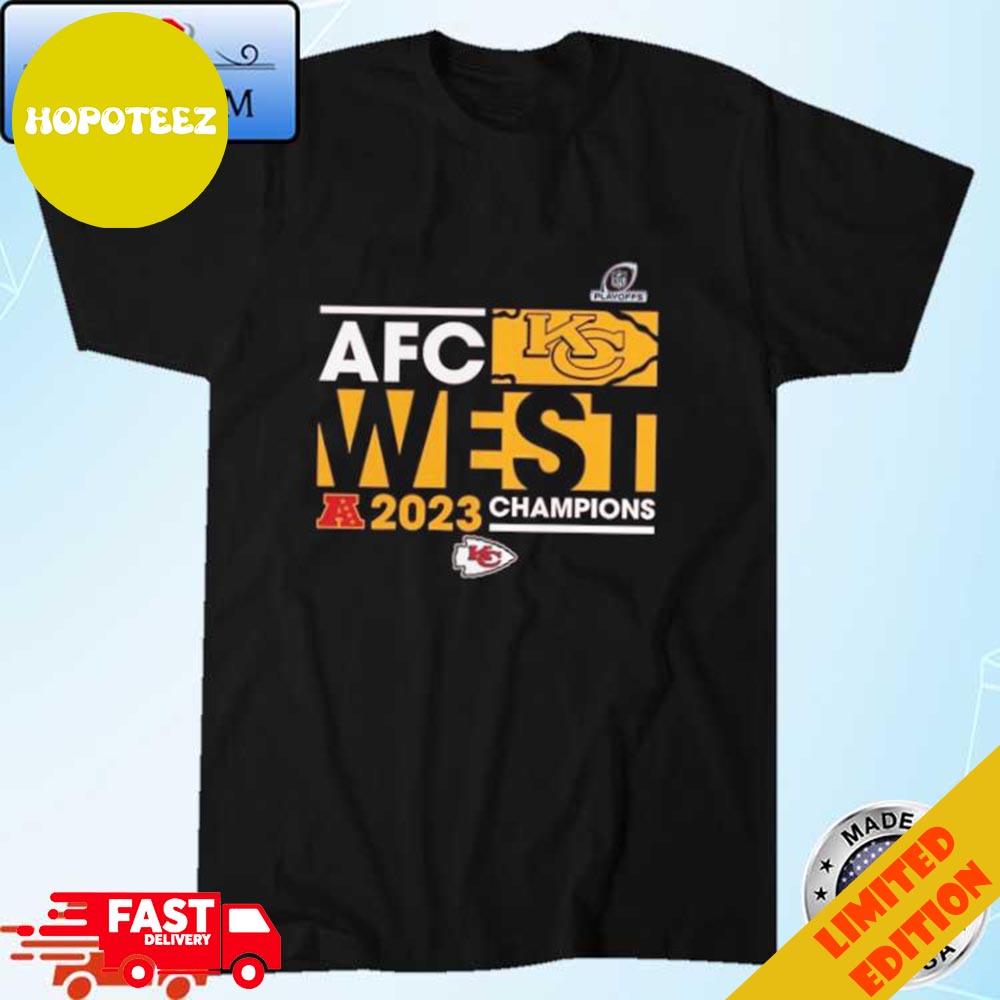 Division - City AFC Official Champions Hopoteez Conquer Kansas Chiefs 2023 Branded Fanatics West T-Shirt