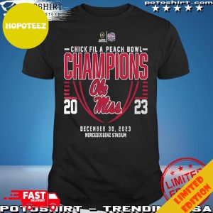 Official Ole Miss Rebels 2023 Chick Fil A Peach Bowl Champions T-Shirt