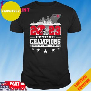 Official Skyline 2023 Pinstripe Bowl Champions Rutgers Scarlet Knights T-Shirt