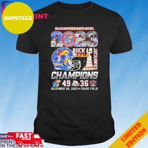 Rock Chalk Jayhawks Win 49-36 Unlv 2023 Guaranteed Rate Bowl Champions T-Shirt